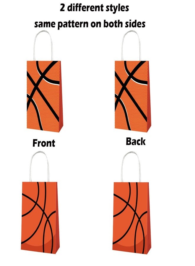 Qpout 12 Pack Basketball Gift Bags Bulk, Basketball Goodie Treats Bag for Team Snacks, Girls Boys Basketball Team Bag, Basketball Party Favors Bags for Birthday, Paper Candy Bags - Image 4
